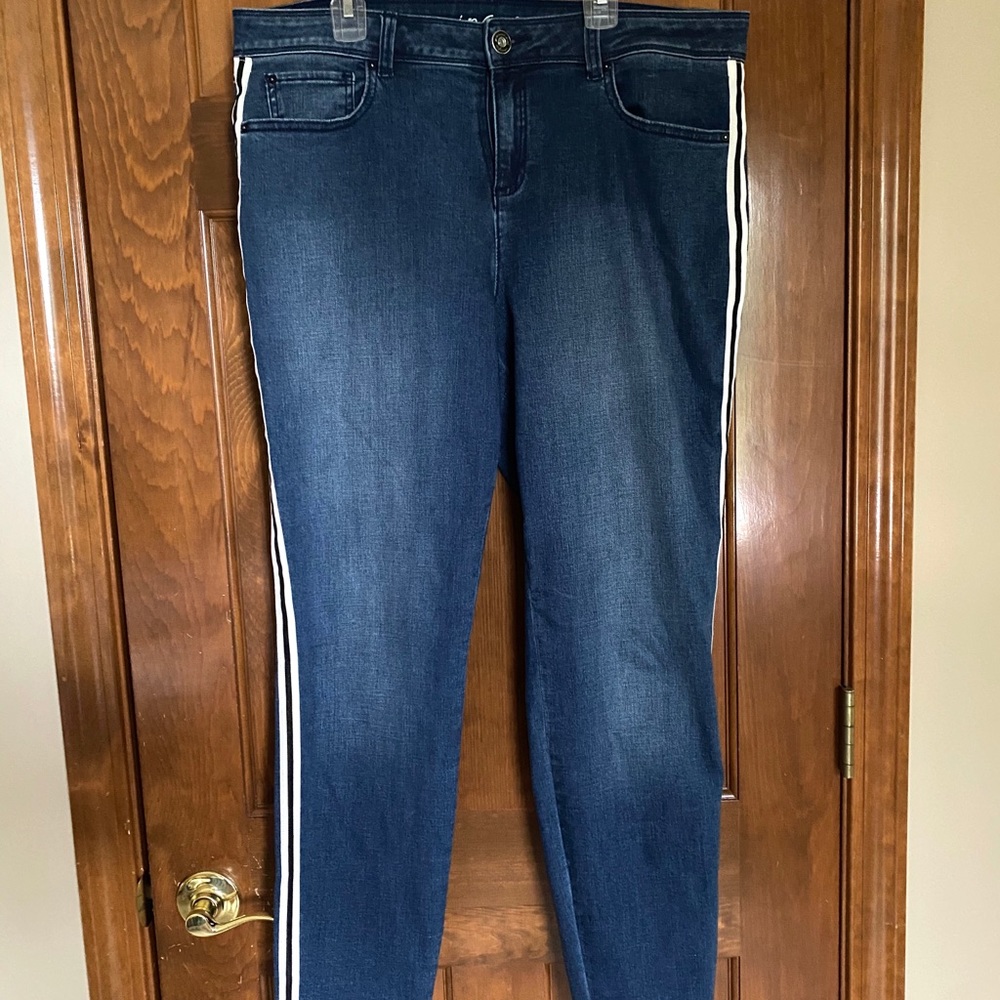 Dark Wash Jeans with Striped Detail